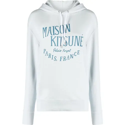 Hoodies, male, , Size: XL Clear Cotton Sweatshirt with Logo Print - Maison Kitsuné - Modalova