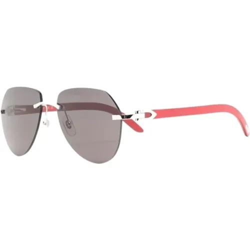 Silver Sunglasses - Everyday Style , male, Sizes: 59 MM - Cartier - Modalova