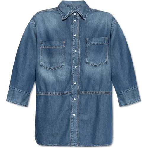 Denim Hemd , Damen, Größe: 2Xs/Xs - Ganni - Modalova