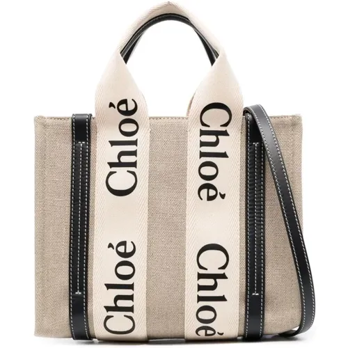 Leder- und Canvas-Schultertasche - Chloé - Modalova