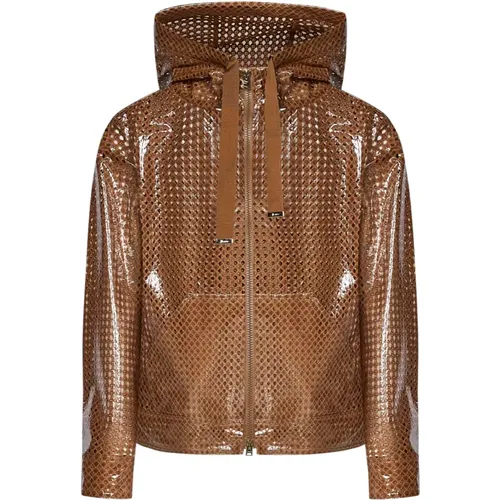 Boxy Fit Lace Jacket with Hood , female, Sizes: M - Herno - Modalova