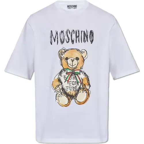 T-Shirts, male, , Size: L T-shirt with logo - Moschino - Modalova