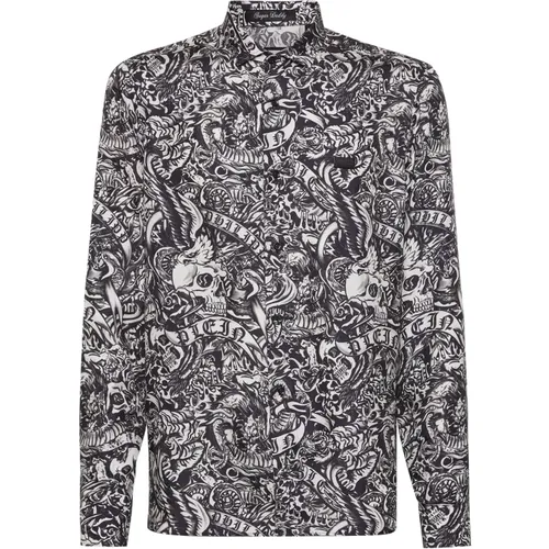 Casual Shirts, male, , Size: L Skull Shirts All Over Print - Philipp Plein - Modalova