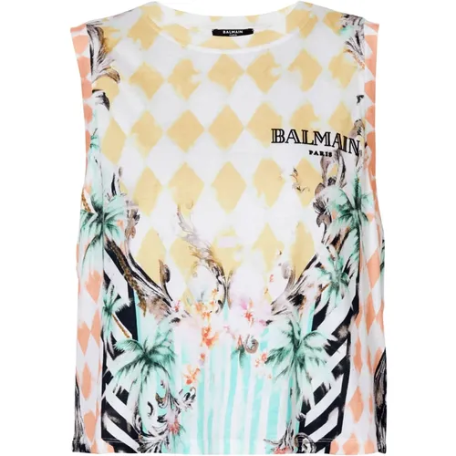 Vintage Tanktop mit Barock-Print , Damen, Größe: L - Balmain - Modalova