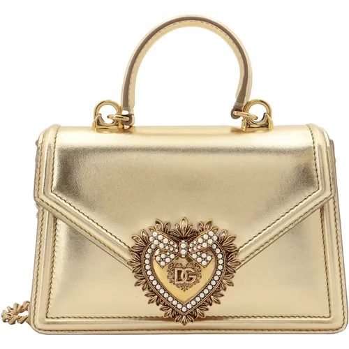 Lederhandtasche mit Metall-Detail - Dolce & Gabbana - Modalova