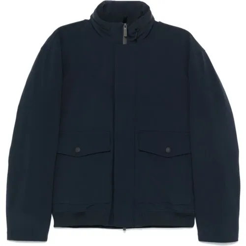 Dunkelblaue Texturierte Jacke , Herren, Größe: M - Woolrich - Modalova