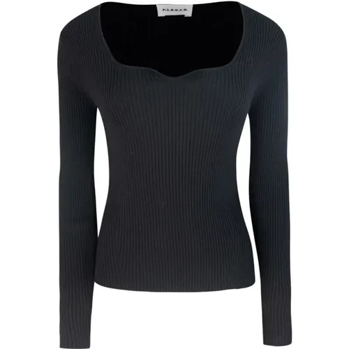 Schwarzer Slim Fit Pullover mit tiefem Ausschnitt , Damen, Größe: S - P.A.R.O.S.H. - Modalova