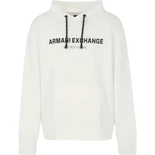 Hoodies, male, , Size: XL Hooded Sweatshirt with Chest Print - Armani Exchange - Modalova