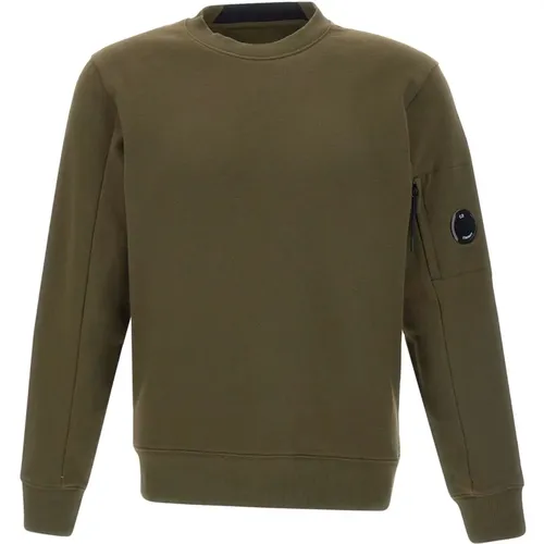 Grüner Baumwoll-Sweatshirt mit Tasche , Herren, Größe: L - C.P. Company - Modalova