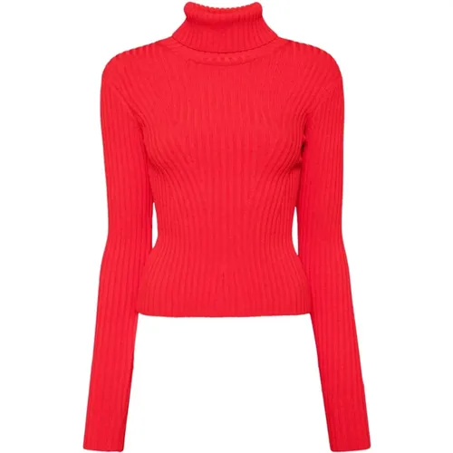 Roter Rippstrick Rollkragenpullover , Damen, Größe: M - STAUD - Modalova