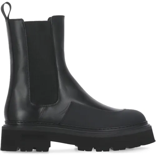 Schwarze Leder Chelsea Boots mit Elastikeinsätzen , Damen, Größe: 40 EU - Woolrich - Modalova