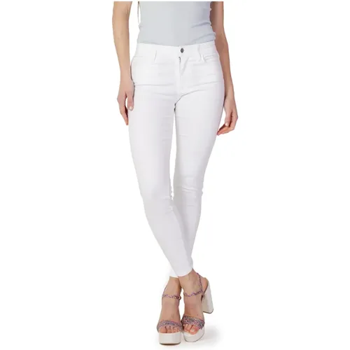 Weiße Jeans mit Reißverschluss und Knopfverschluss , Damen, Größe: W31 L30 - Armani Exchange - Modalova