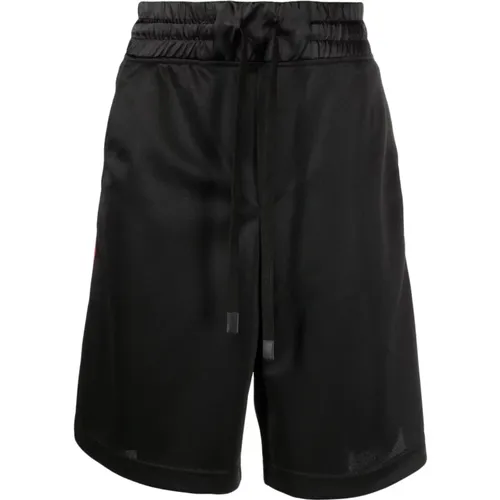 Logo Tape Schwarze Polyester Nylon Shorts , Herren, Größe: S - Versace Jeans Couture - Modalova