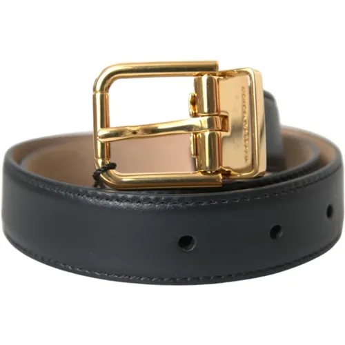 Belts, male, , Size: 65 CM Leather Metal Buckle Belt - Dolce & Gabbana - Modalova