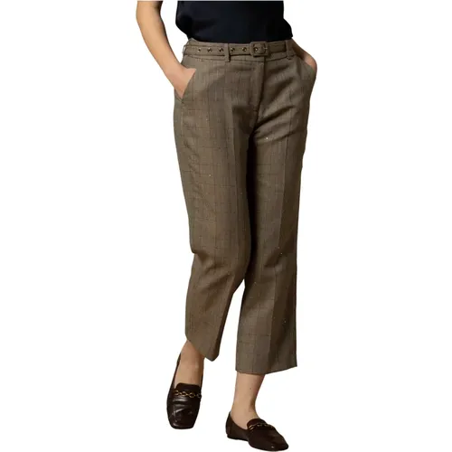 Chinos, female, , Size: 2XS Chic Checkered Trousers - Kocca - Modalova