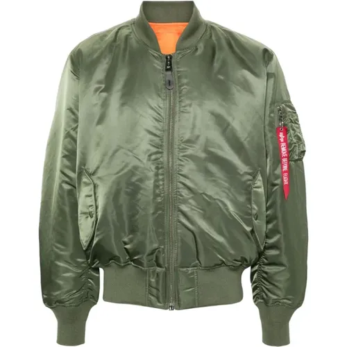 Grüne Logo Jacke , Herren, Größe: M - alpha industries - Modalova