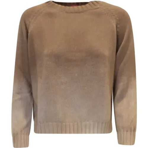 Camel Cotton Tebe Spray Art Sweater , female, Sizes: L, XS, M - Alessandro Aste - Modalova