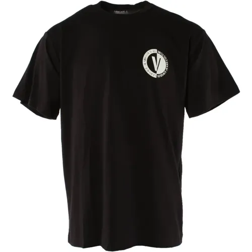 Schwarzes T-Shirt 100% Baumwolle Herren , Herren, Größe: 2XL - Versace - Modalova