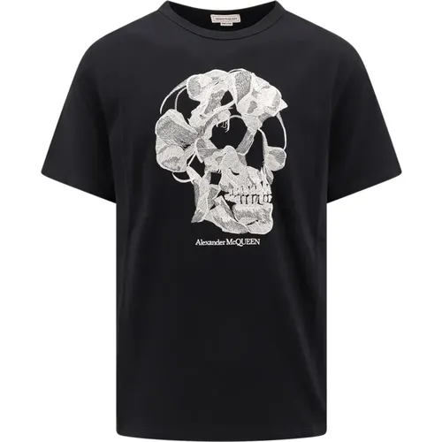 T-Shirts, male, , Size: S Skull Embroidered T-Shirt - alexander mcqueen - Modalova