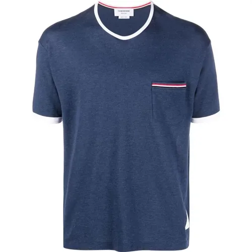 Logo T-Shirt with Chest Pocket , male, Sizes: S, L - Thom Browne - Modalova