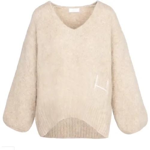 HÉST, V-neck Knitwear, female, , Size: M Soft V-Neck Sweater - Hést - Modalova