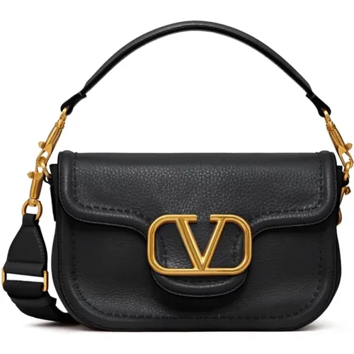 Schwarze Leder-Schultertasche VLogo - Valentino Garavani - Modalova