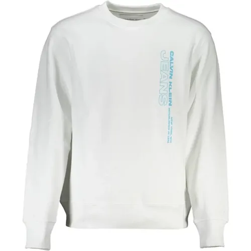 Cotton Crew Neck Sweatshirt with Logo Print , male, Sizes: 2XL, L, XL, S, M - Calvin Klein - Modalova