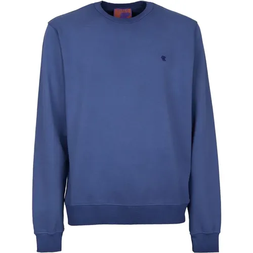 Blauer Crew-Neck Sweatshirt mit Hahn Stickerei , unisex, Größe: L - Gallo - Modalova