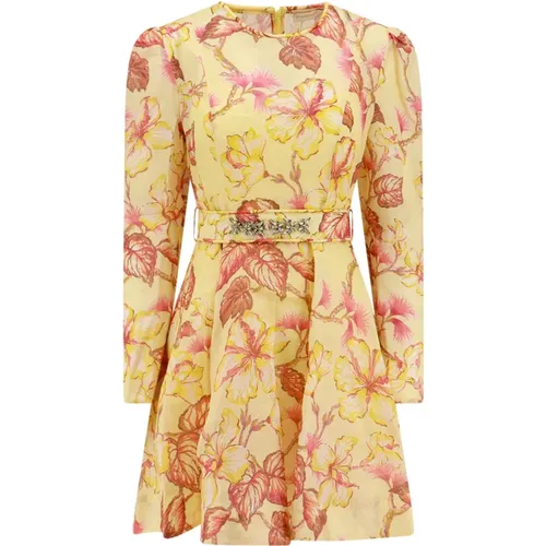 Floral Linen and Silk Dress , female, Sizes: L, M - Zimmermann - Modalova