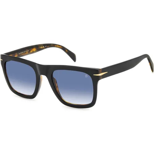 Sunglasses, male, , Size: 54 MM Flat Black Havana Sunglasses - Eyewear by David Beckham - Modalova