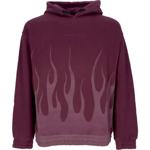 Flames Hoodie Grape Wine Herren , Herren, Größe: M - VISION OF SUPER - Modalova