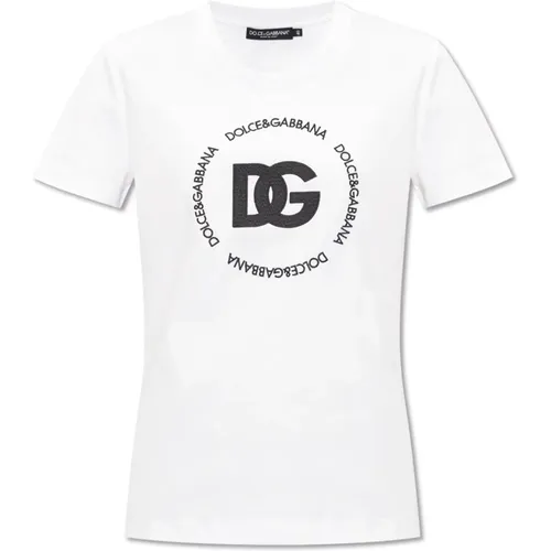 T-shirt with logo , female, Sizes: 2XS, M, XS, S - Dolce & Gabbana - Modalova