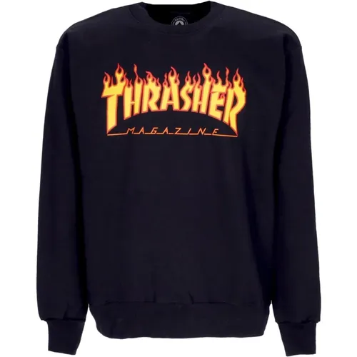 Sweatshirts, male, , Size: L Flame Crewneck Sweatshirt /Yellow - Thrasher - Modalova