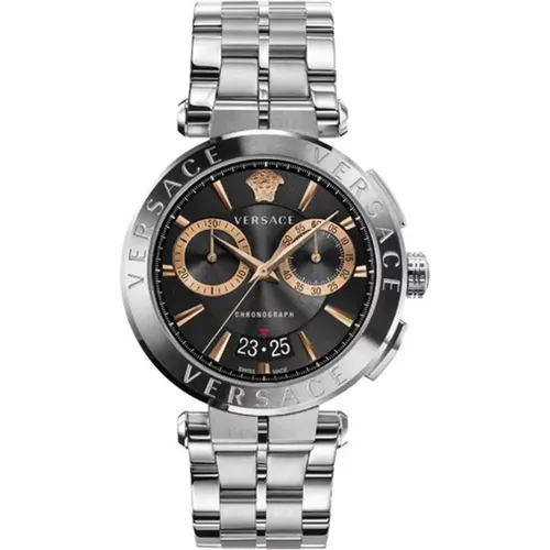 Swiss Chronograph Stainless Steel Watch , male, Sizes: ONE SIZE - Versace - Modalova