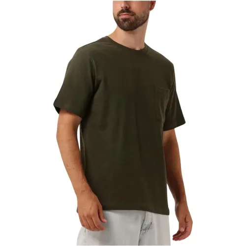 Herren Polo & T-Shirt Struktur Tee , Herren, Größe: L - Anerkjendt - Modalova