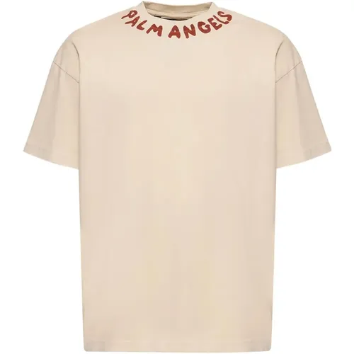 Weißes Jersey Logo Print T-Shirt , Herren, Größe: XL - Palm Angels - Modalova