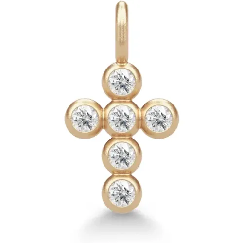 Recycelter Gold Diamant Kreuz Anhänger , Damen, Größe: ONE Size - Julie Sandlau - Modalova