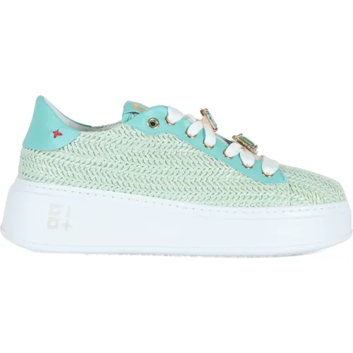 Woven Leather and Straw Sneakers , female, Sizes: 4 UK, 5 UK, 6 UK - Gio+ - Modalova