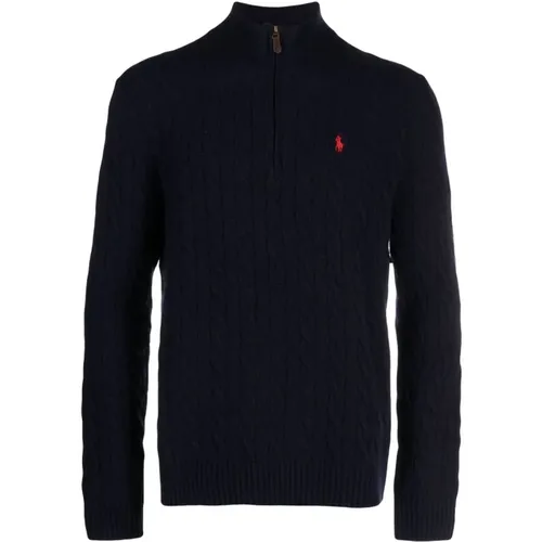 Ribbed Knit Half-Zip Turtleneck , male, Sizes: L, M, S, XL - Ralph Lauren - Modalova