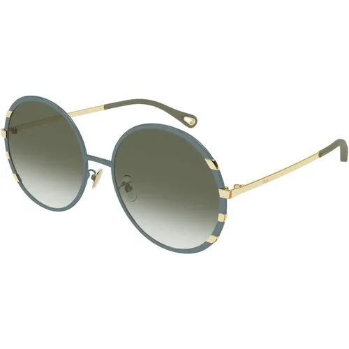 Oversized Round Metal Sunglasses , female, Sizes: 58 MM - Chloé - Modalova