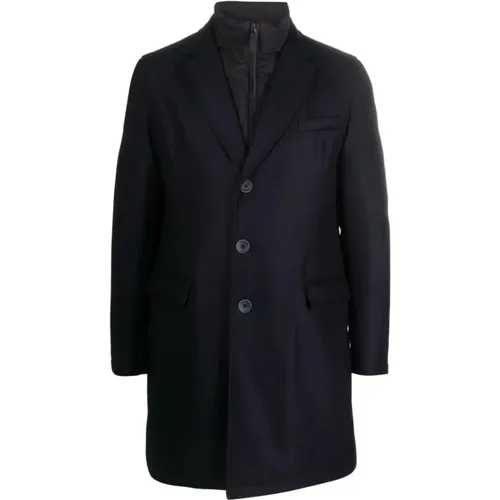 Single-Breasted Coats, male, , Size: M Men's Clothing Jackets & Coats Darkblue (Navy) Noos - Herno - Modalova