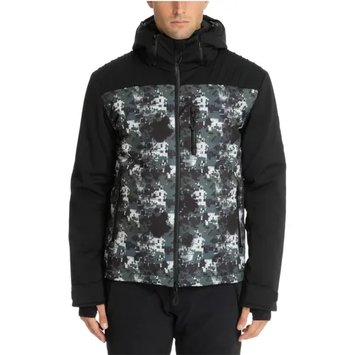 Abstract Multicolour Ski Jacket with Hood , male, Sizes: M - Emporio Armani EA7 - Modalova