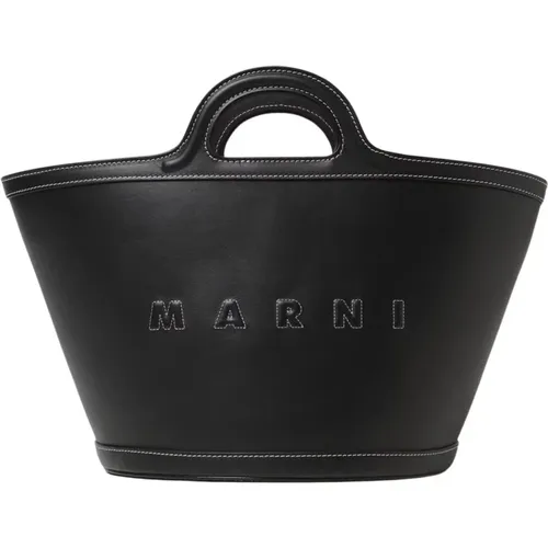 Tote Bags, female, , Size: ONE SIZE Bucket Leather Tote Bag - Marni - Modalova