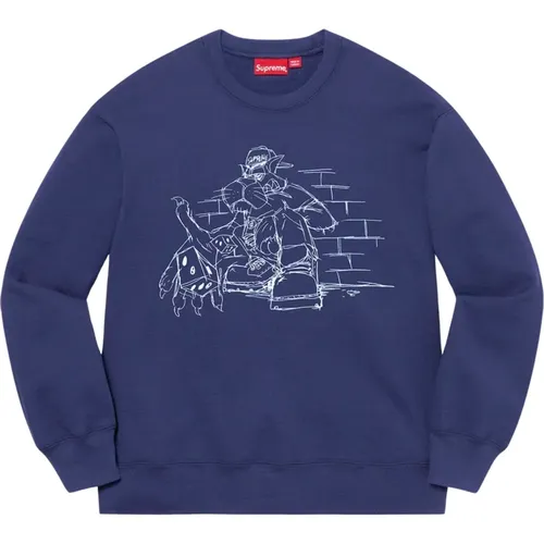 Limited Edition Dice Crewneck Washed Navy , male, Sizes: XL, S, L, M - Supreme - Modalova