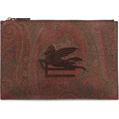 Clutches, female, , Size: ONE SIZE Logo Print Flat Pouch - ETRO - Modalova