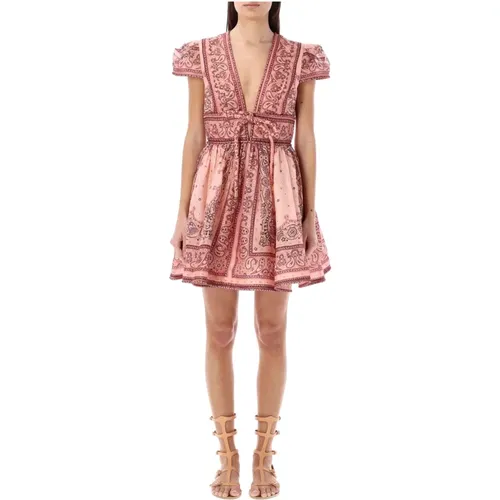 Pink Bandana Mini Dress , female, Sizes: S - Zimmermann - Modalova