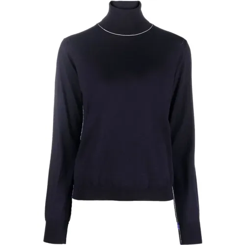 Blauer Rollkragen-Strickpullover , Damen, Größe: L - Maison Margiela - Modalova