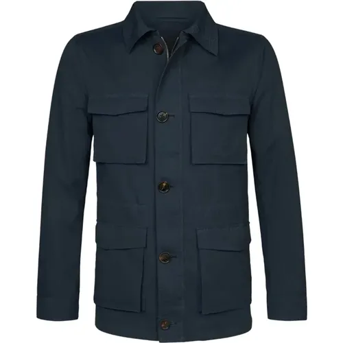 Navy Field Jacket - Lässig und Luxuriös , Herren, Größe: M - Profuomo - Modalova