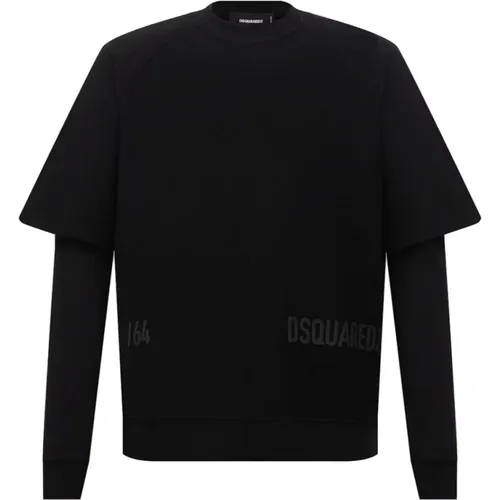 Logo Sweatshirt, Long Sleeve, 100% Cotton , male, Sizes: L, M - Dsquared2 - Modalova