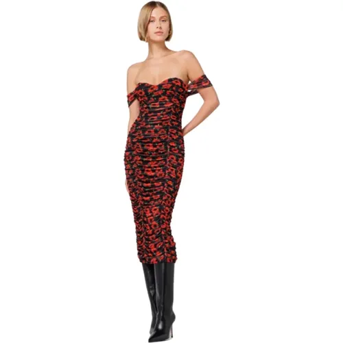Black Poppy Heart Neckline Dress , female, Sizes: L - Mar De Margaritas - Modalova